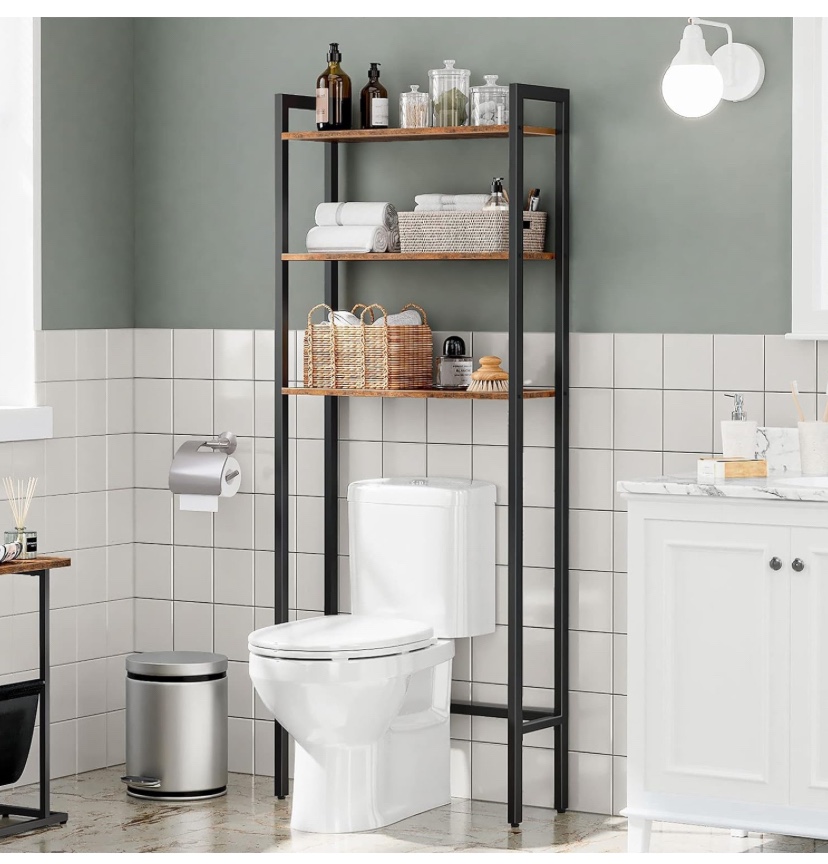 Over the toilet shelves rack storage rustic brown - photo 3