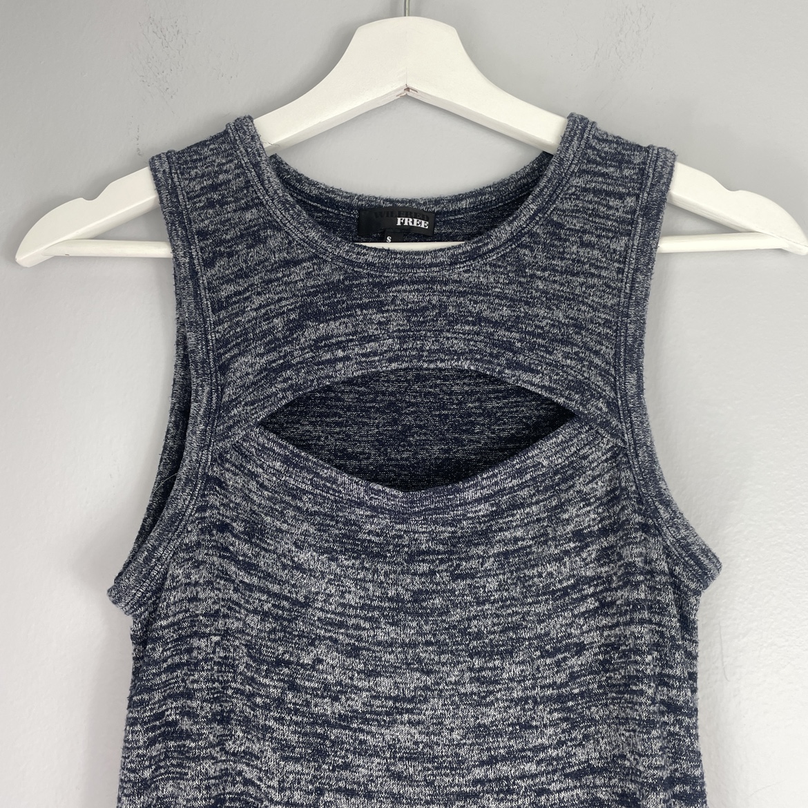 Aritzia Wilfred Free Heathered Navy Cut Out Dress Size Small image indicator(2)