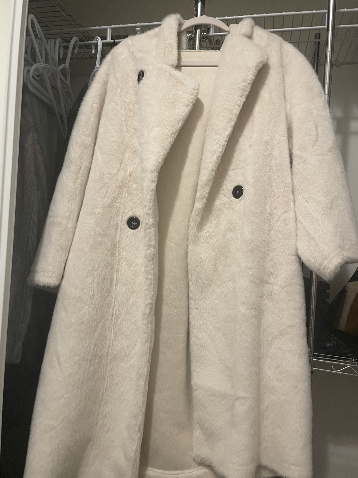 White Faux Fur Coat insanely good quality thumbnail