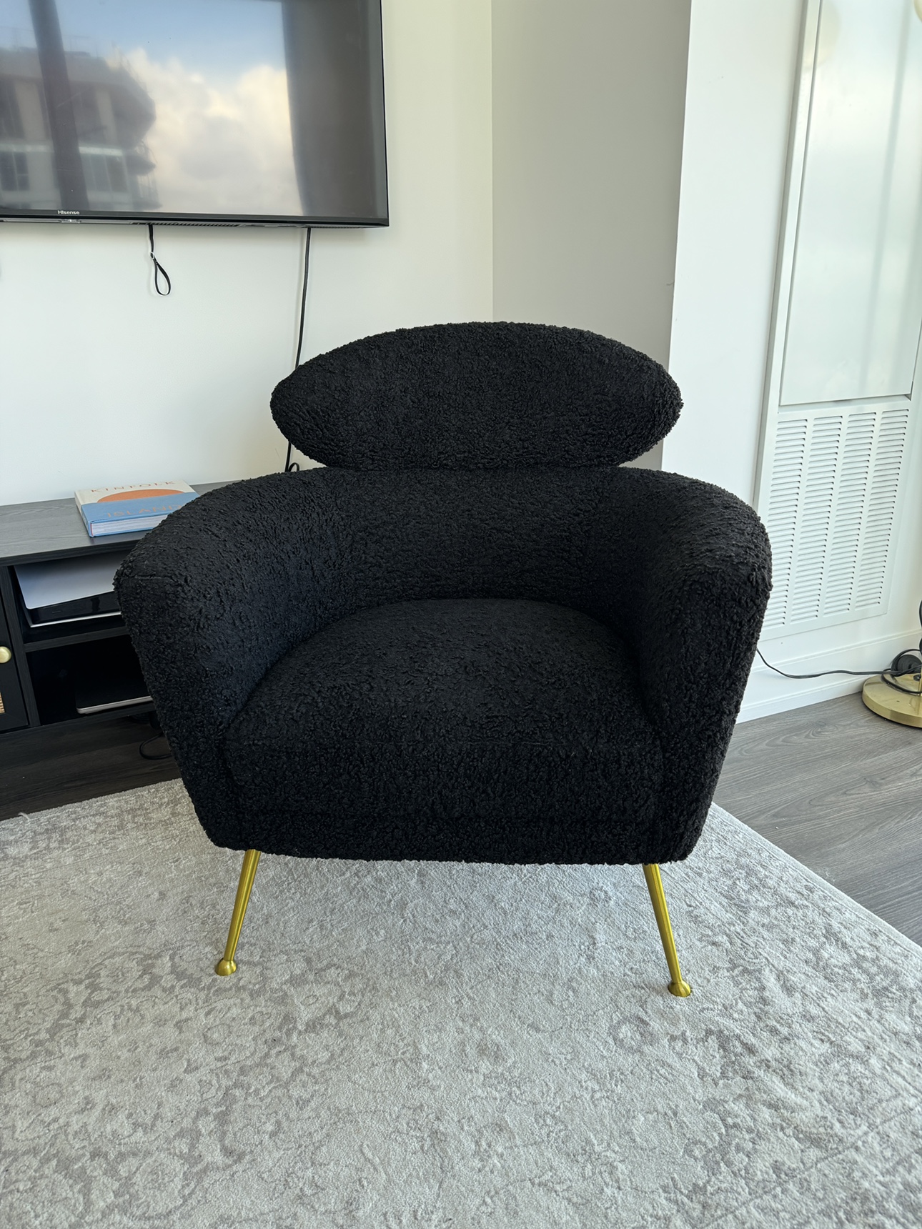 Structube Shepard Faux Shearling Armchair in Black