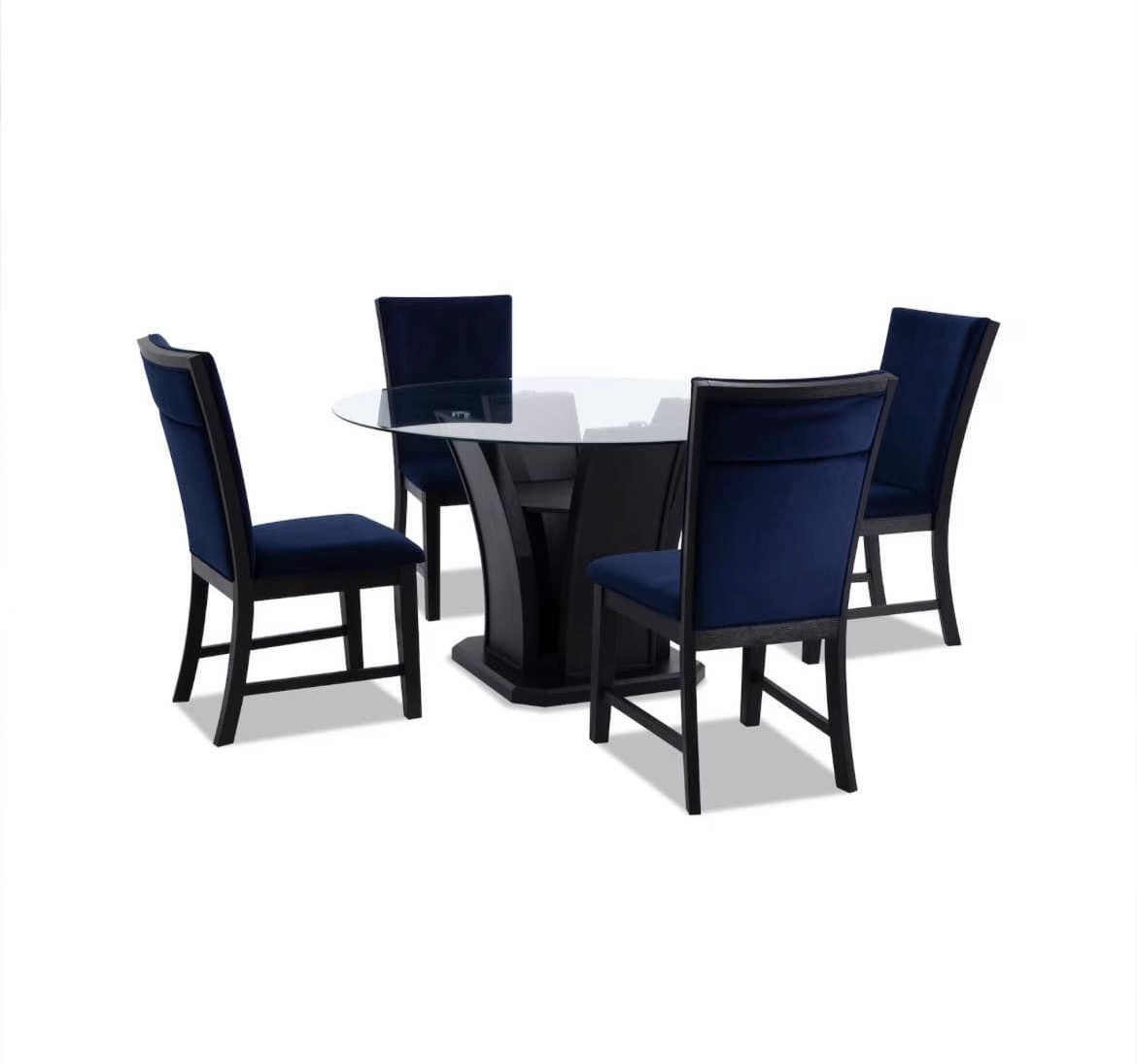Glass Top Dining Table Set with Four Chairs
