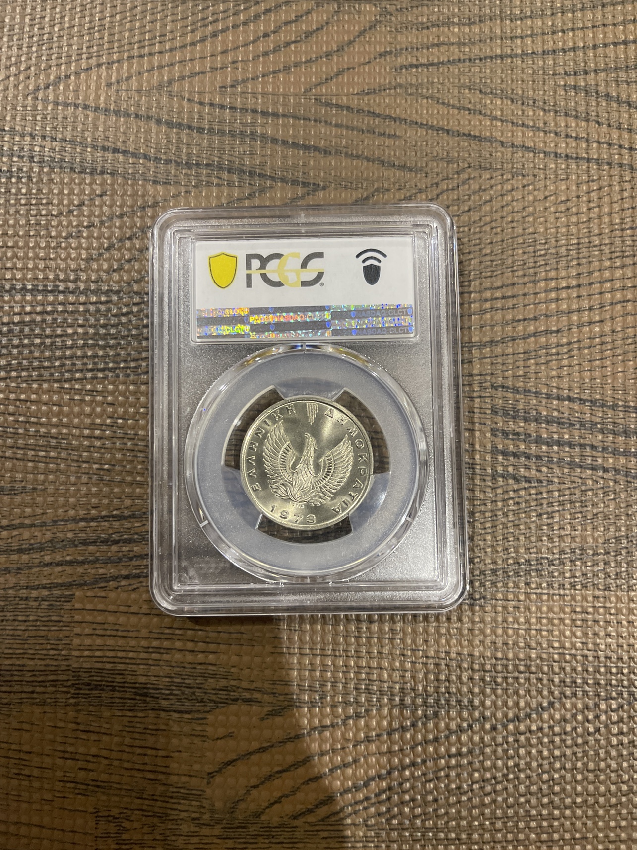 1973 Greece 10 Drachmai PCGS MS67 image indicator(2)