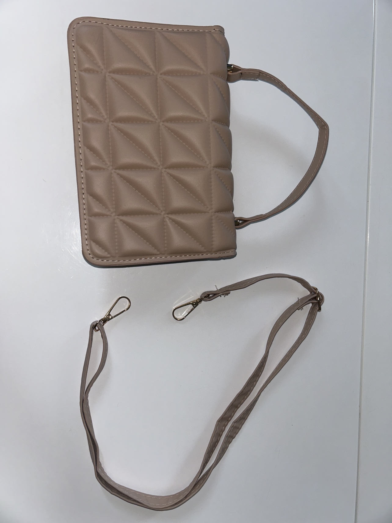 Tan Quilted Faux Leather Handbag image indicator(3)