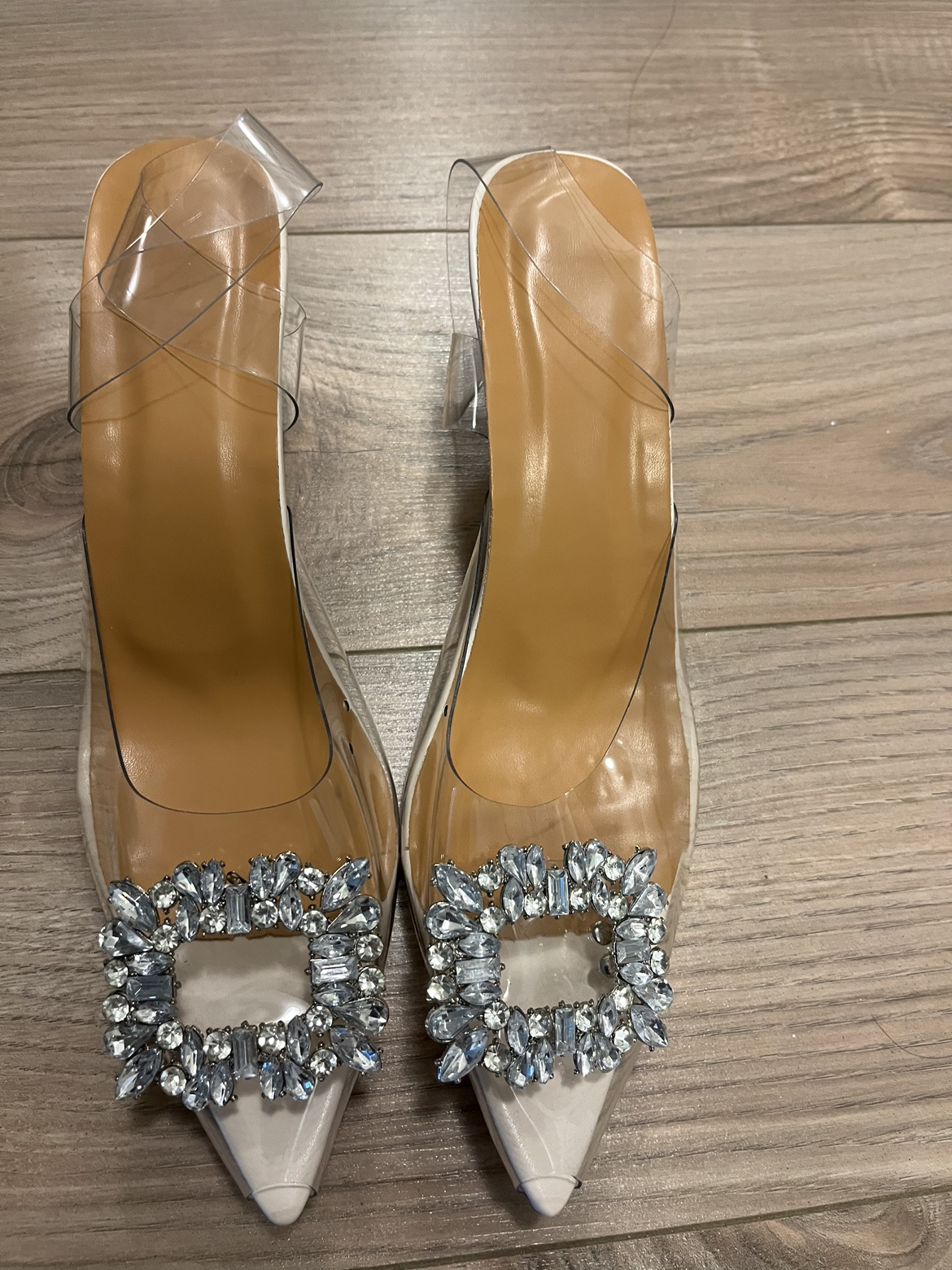 Clear Rhinestone Buckle Heel