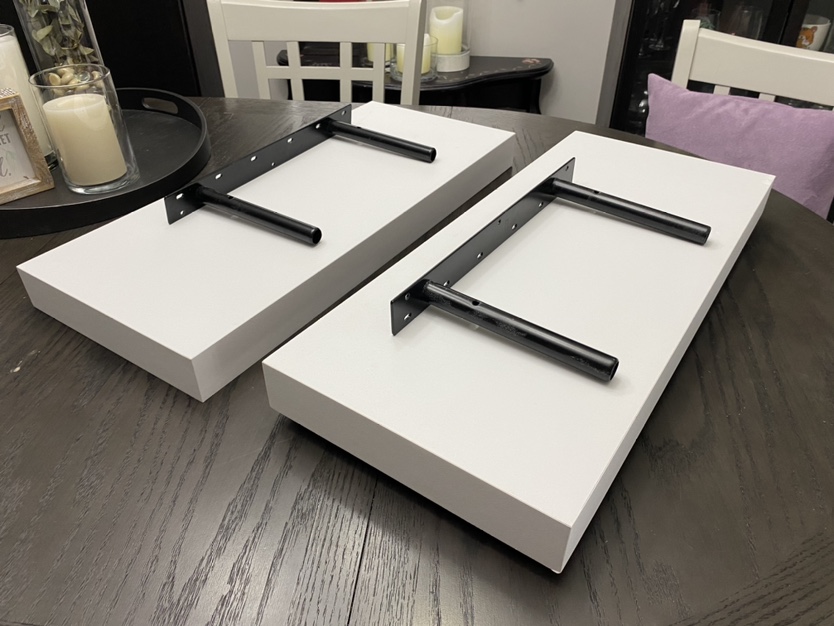 Two White Floating Shelf with Brackets