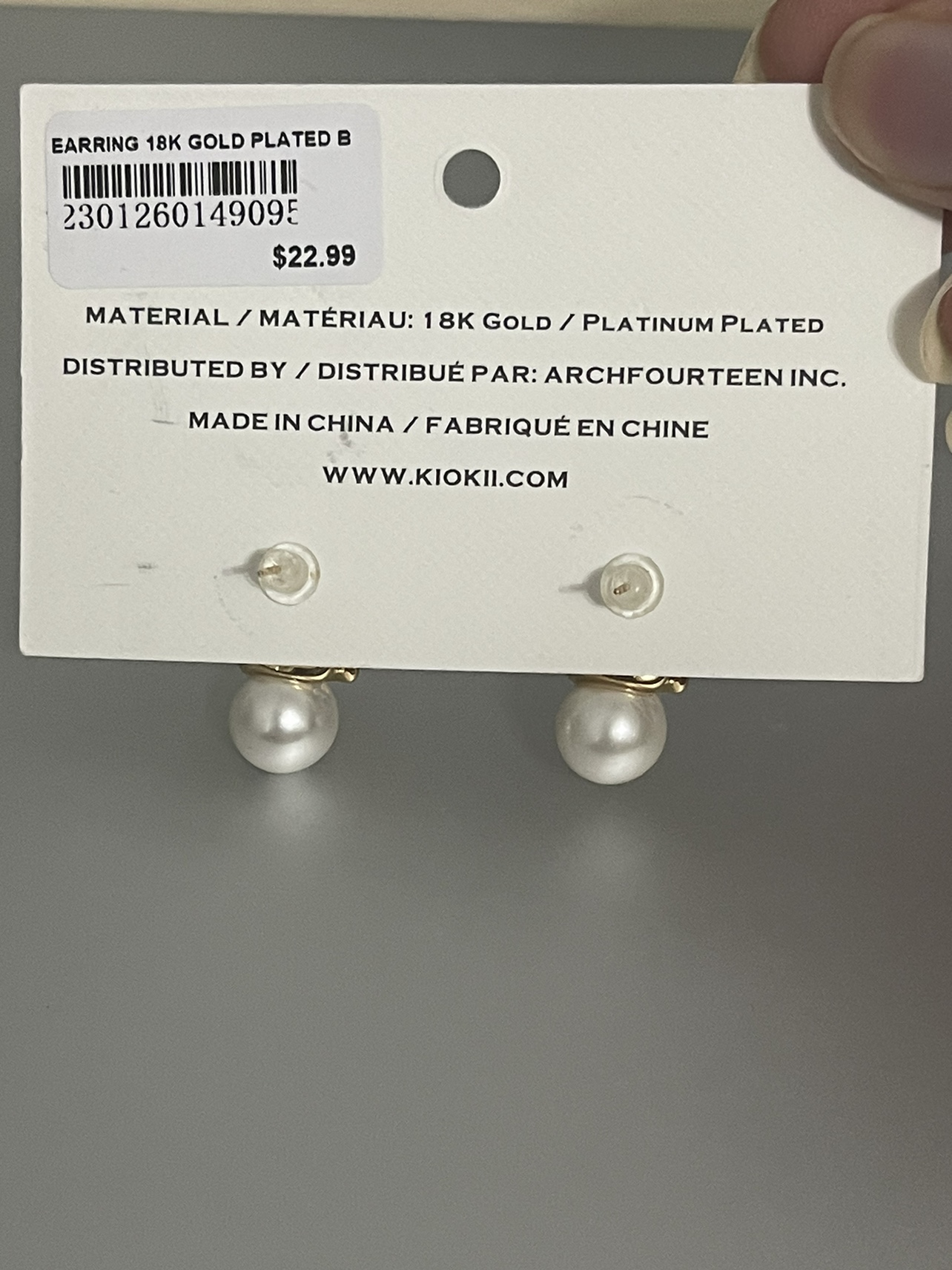 18k Gold Plated Pearl Earrings - photo 2