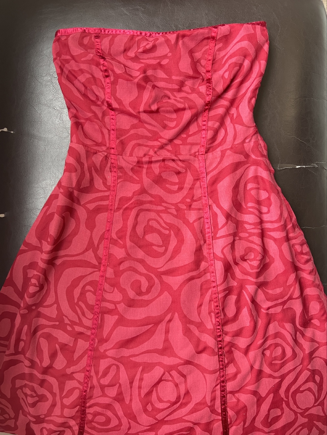 RW&Co Strapless Red Rose patterned cocktail dress image indicator(5)