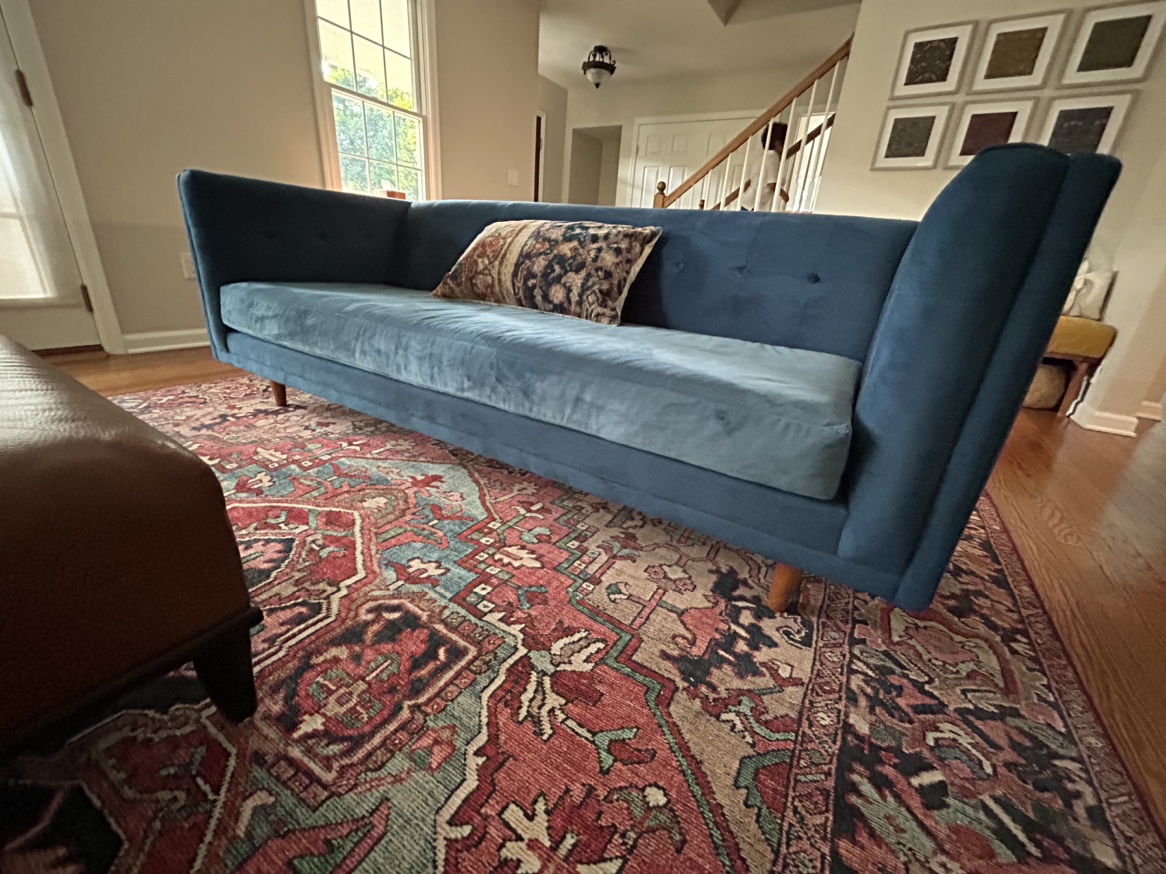 West Elm Velvet Couch - photo 3