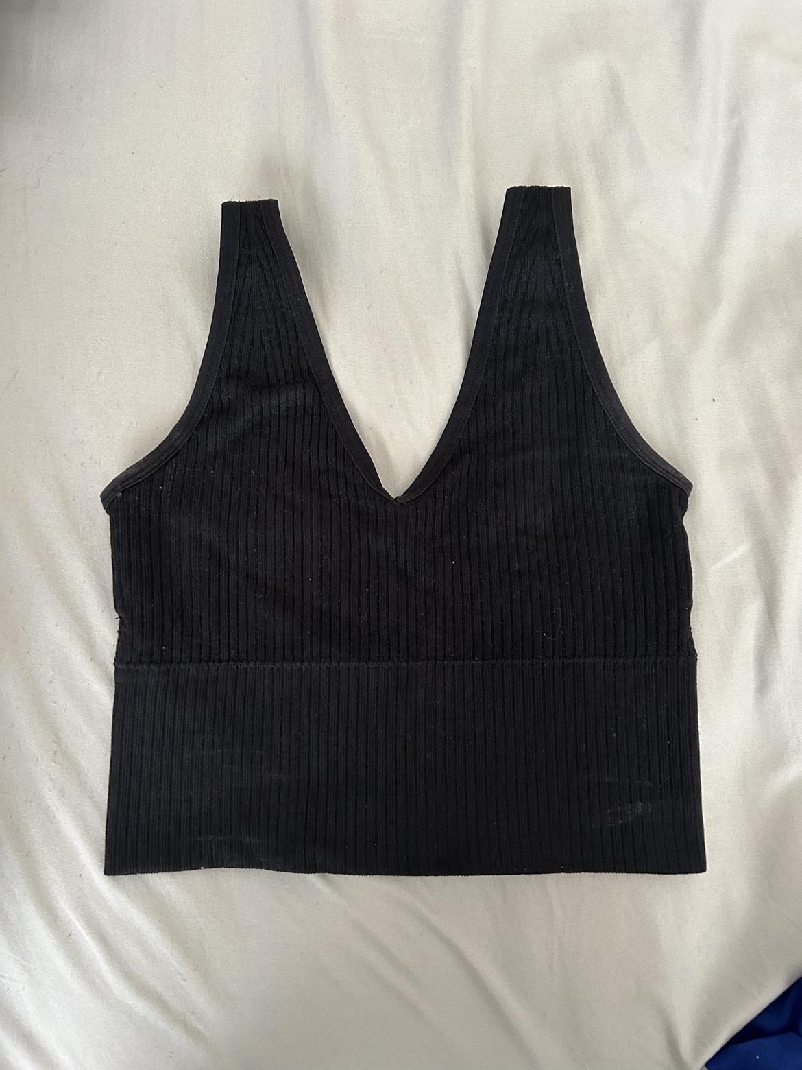Black Ribbed Crop Top