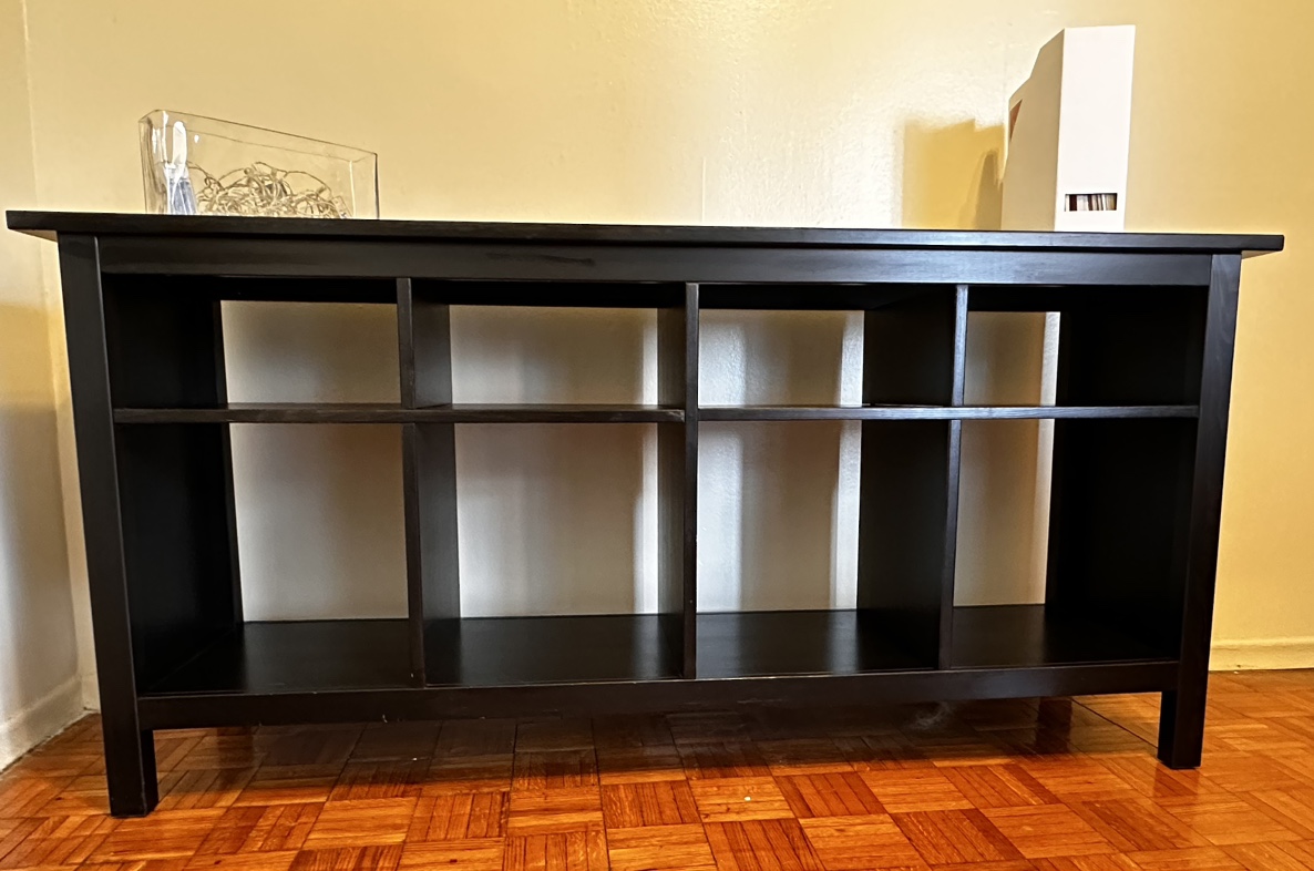 Black/brown Console Table with Cubby Storage