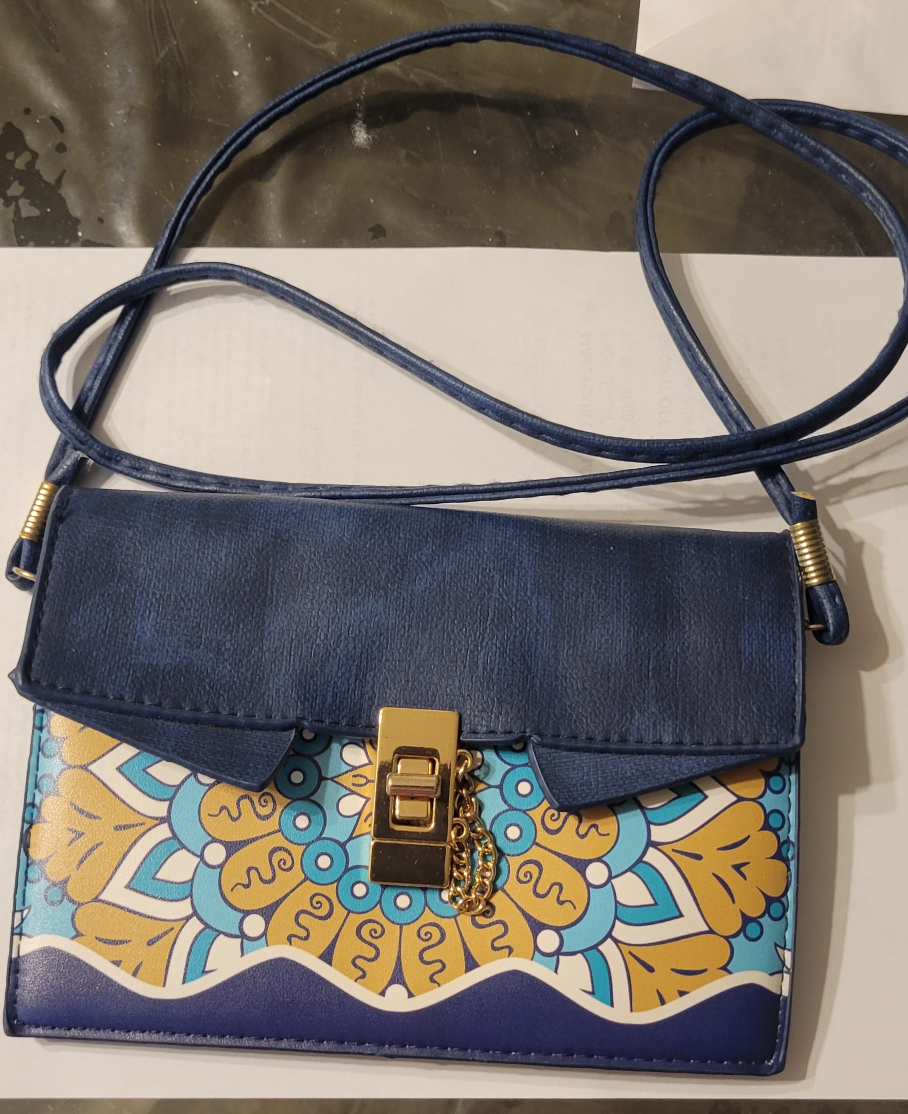 Blue and Gold Mandala Clutch bag