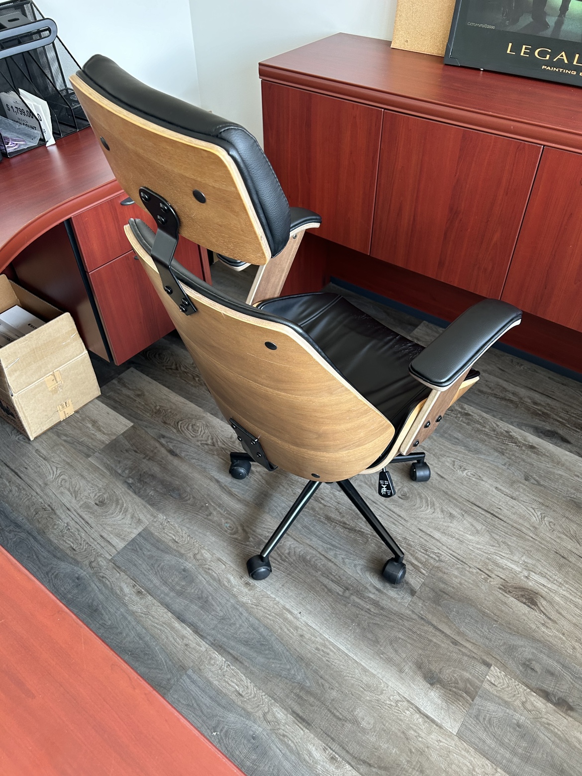 Executive Black Leather Office Chair with Headrest - photo 3