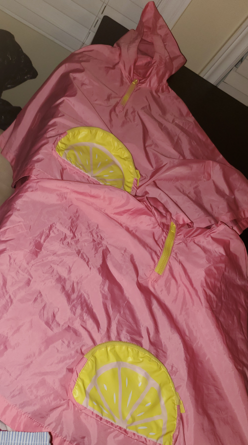Kids Hooded Lemon Poncho Raincoat