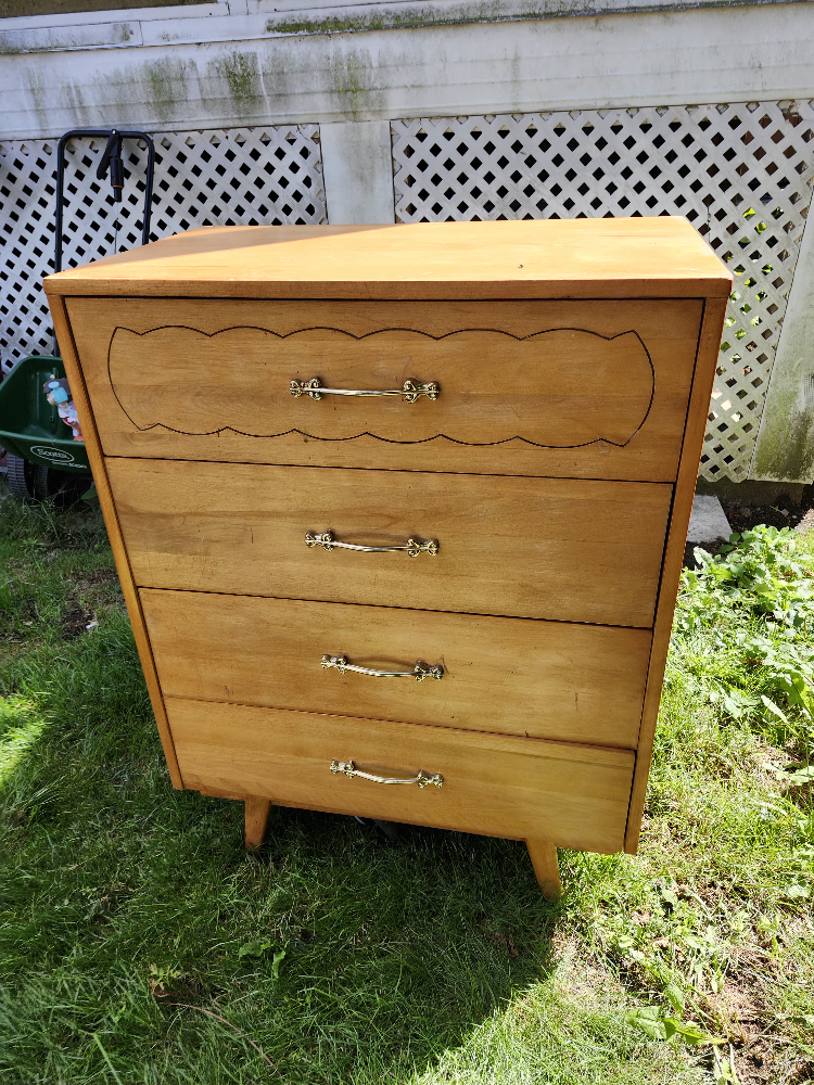 mid century modern 4 drawer Dresser- solid wood