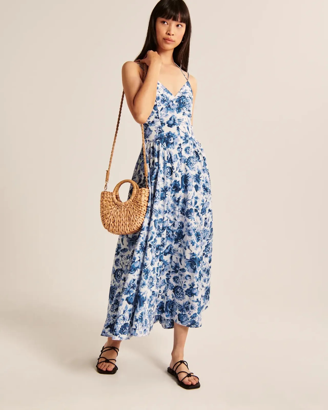 A&F strappy plunge maxi dress in XS Petite
