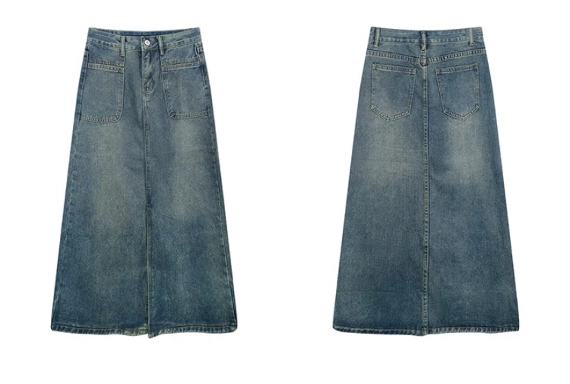 New denim long skirt - photo 4