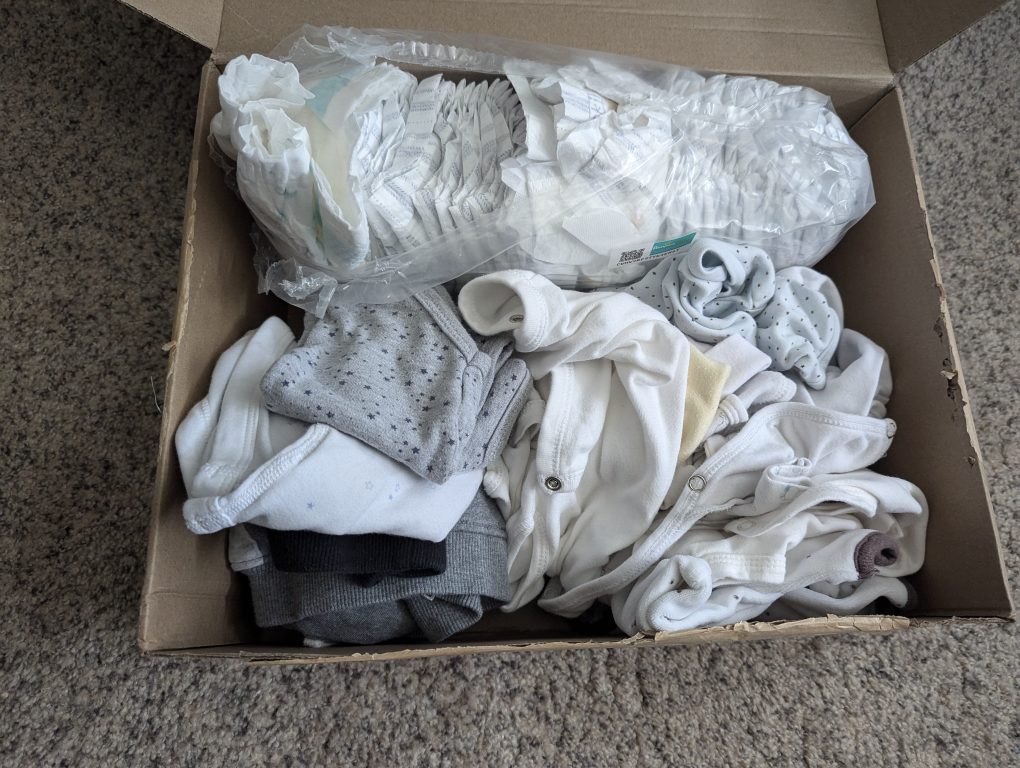 Baby Clothes and diapers (0-3 months) #freecycle thumbnail