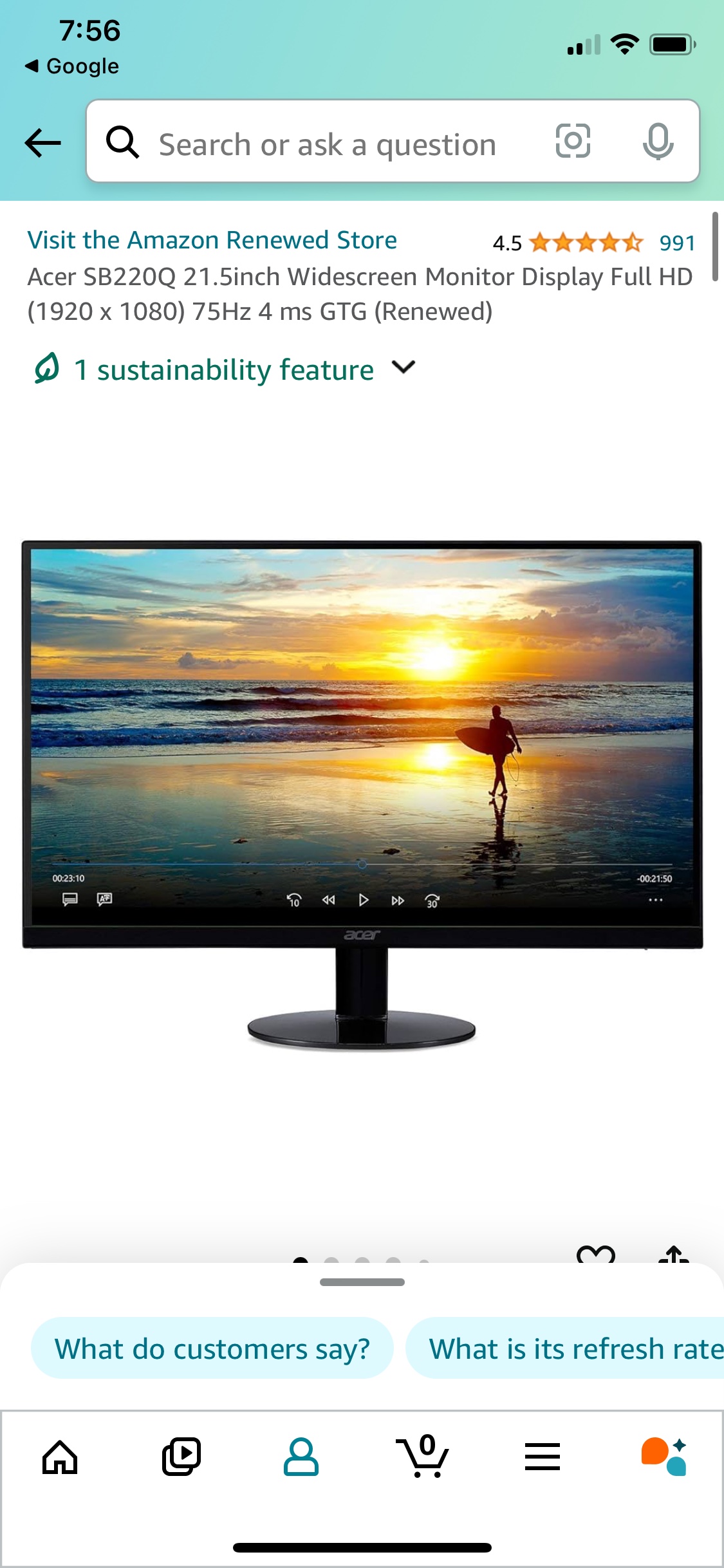 Acer 22inch monitor (sb220q)