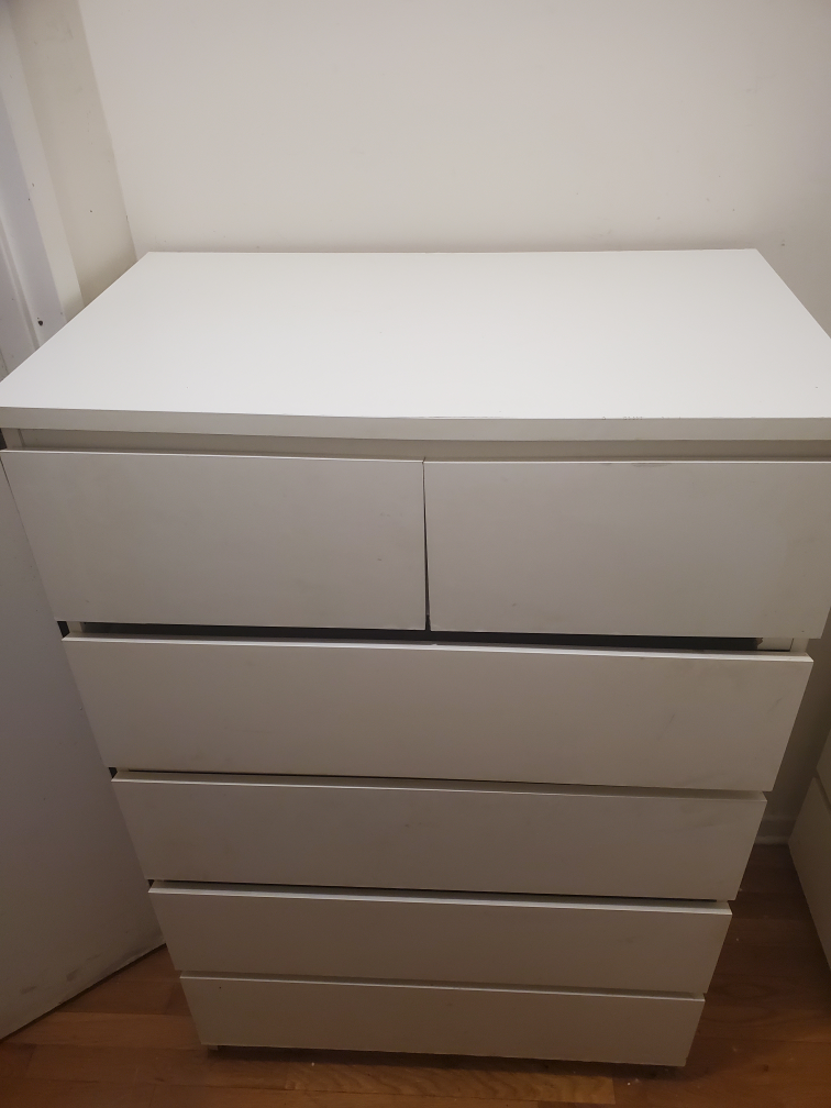 White Dresser with 5 Drawers