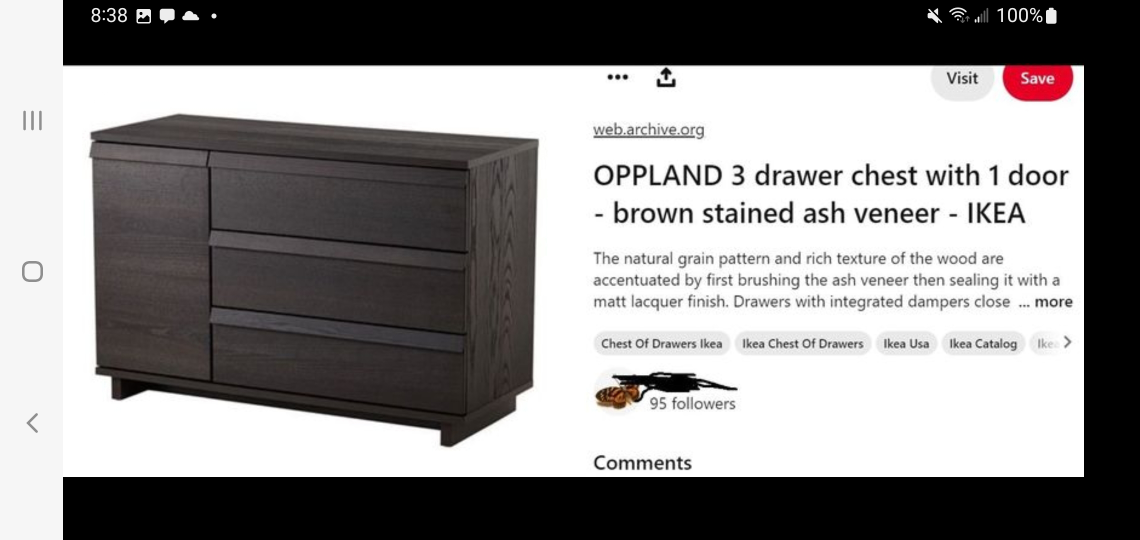 IKEA OPPLAND 3-drawer Chest brown stained ash veener