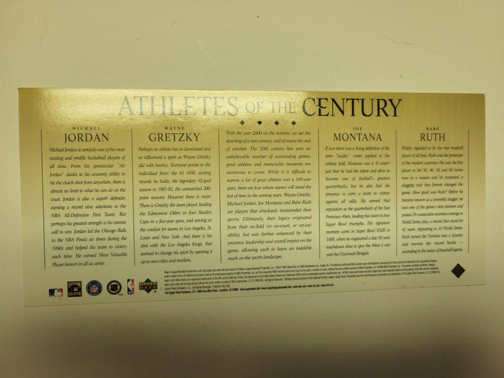 Athletes of the Century from Upper Deck / Jordan / Gretzky - photo 2
