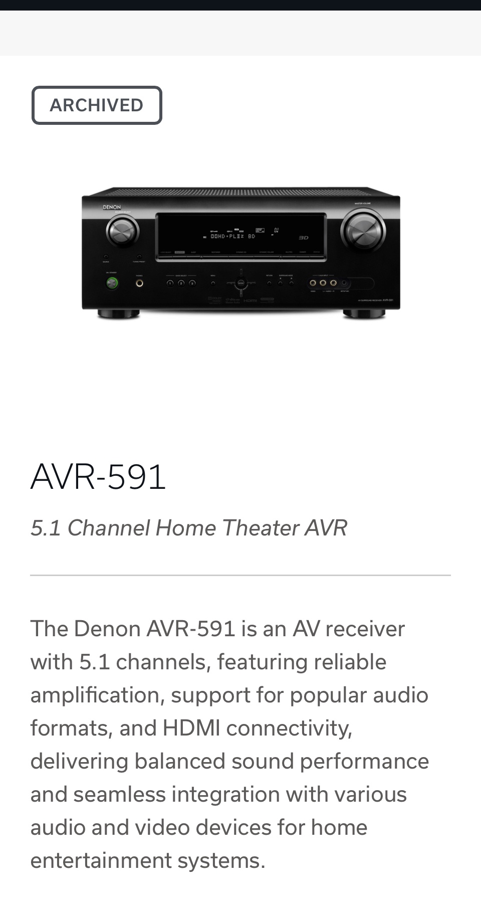 Denon AVR-591 5.1 Channel Home Theater Receiver image indicator(2)