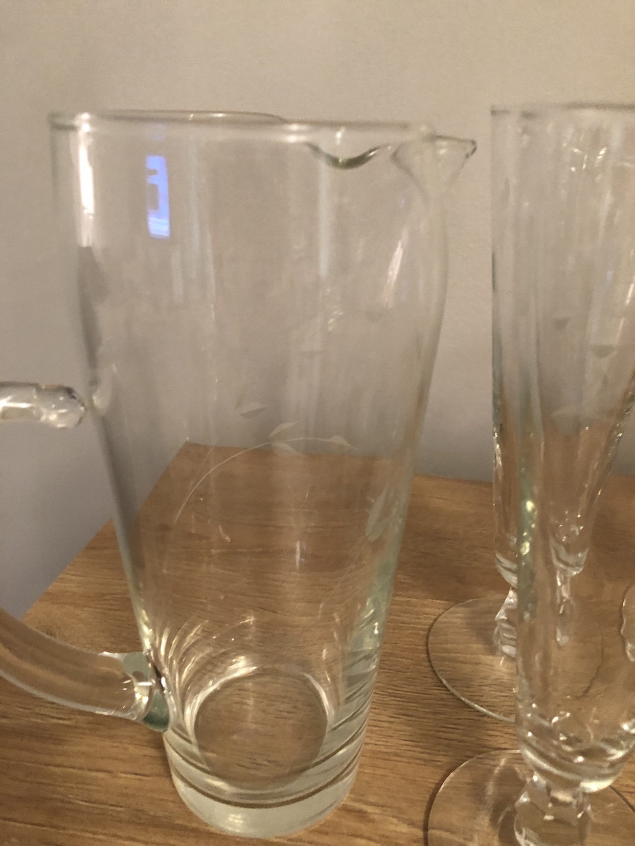 Vintage Corn flower beer glasses and two matching jugs image indicator(5)