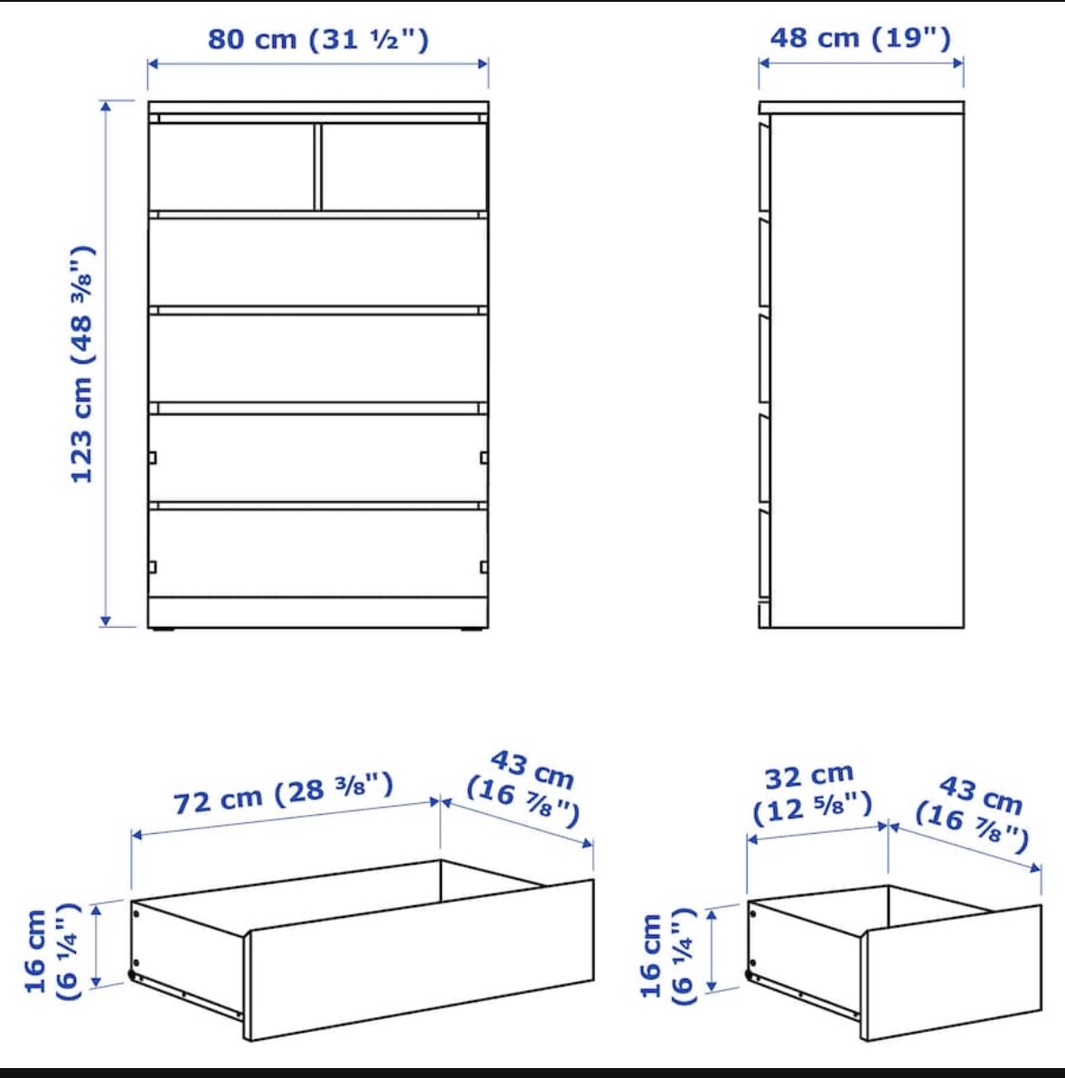 Ikea malm 6-drawer chest - white color image indicator(2)
