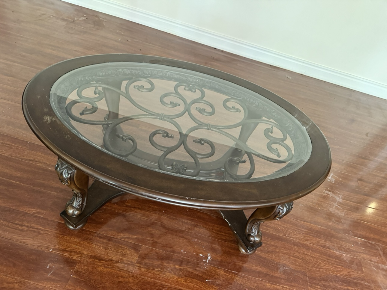 Ornate Glass Top Coffee Table