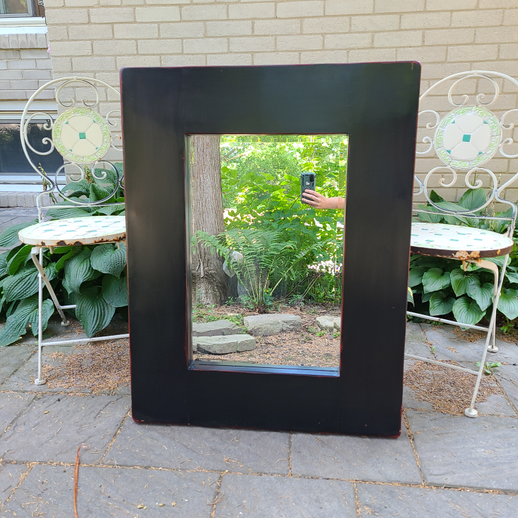 Large Black and Red Wood Framed Mirror for $10! thumbnail