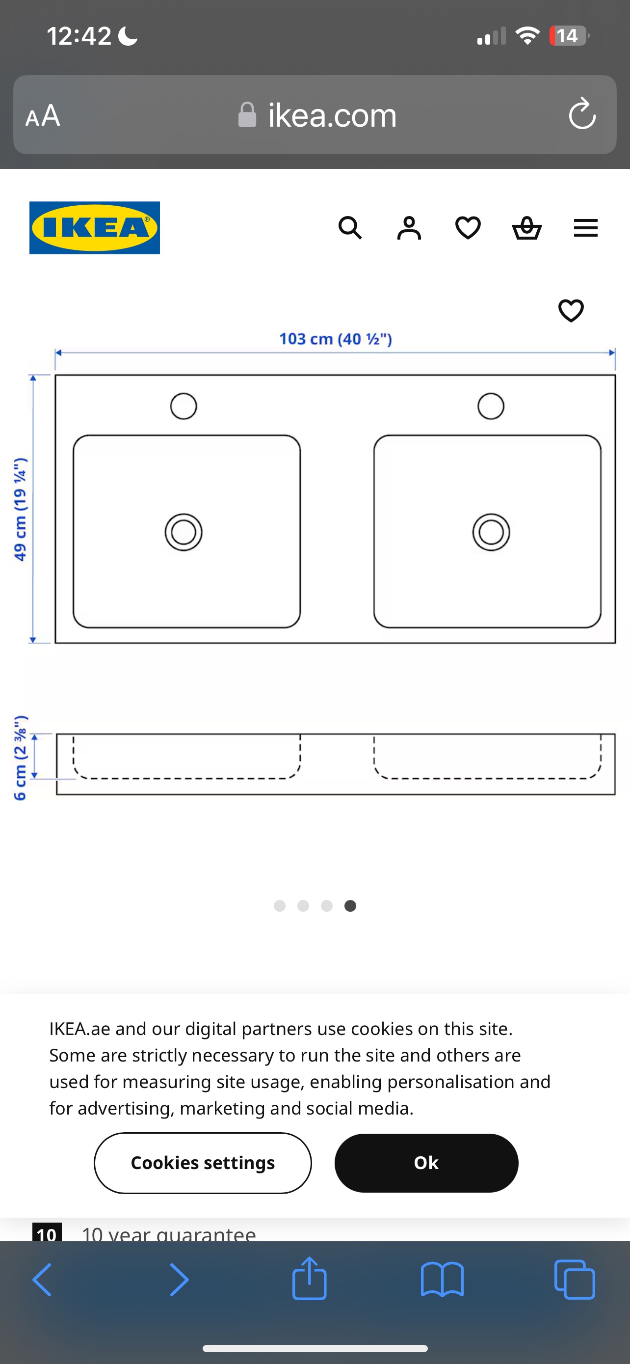 IKEA “ODENSVIK” CERAMIC DOUBLE SINK•NEW IN THE BOX image indicator(2)