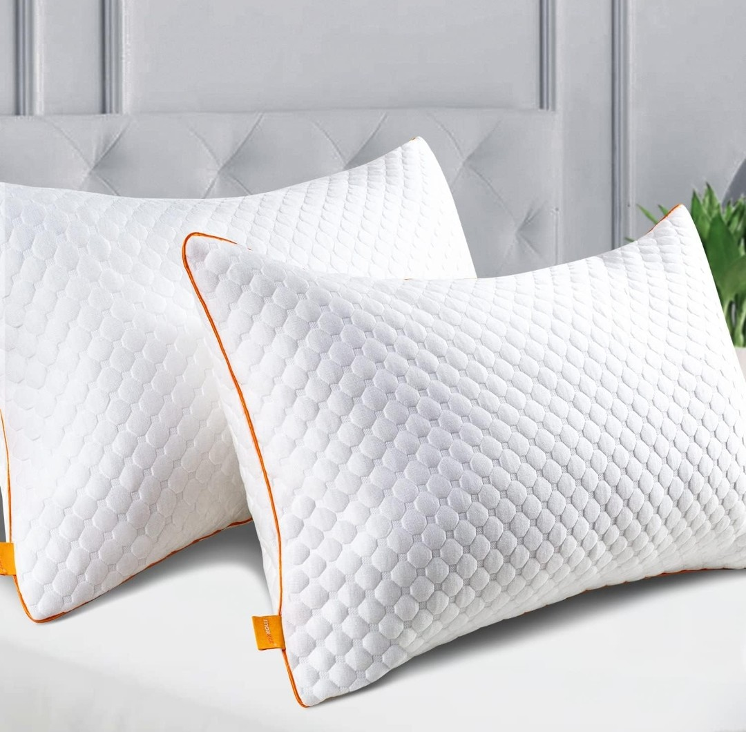 King size bamboo pillows with cover (set of 2)