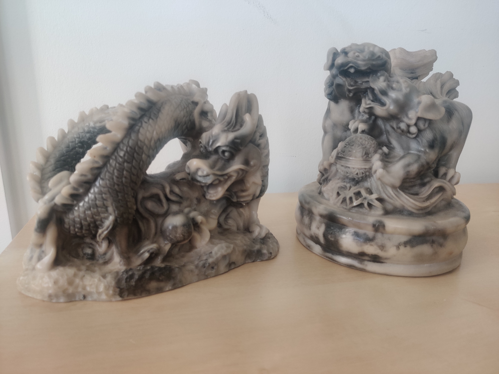 Pair of Stone Dragon Statues