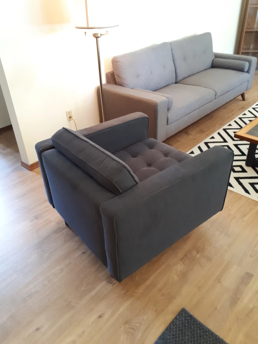Deep Blue Danish Style Armchair Couch - photo 3