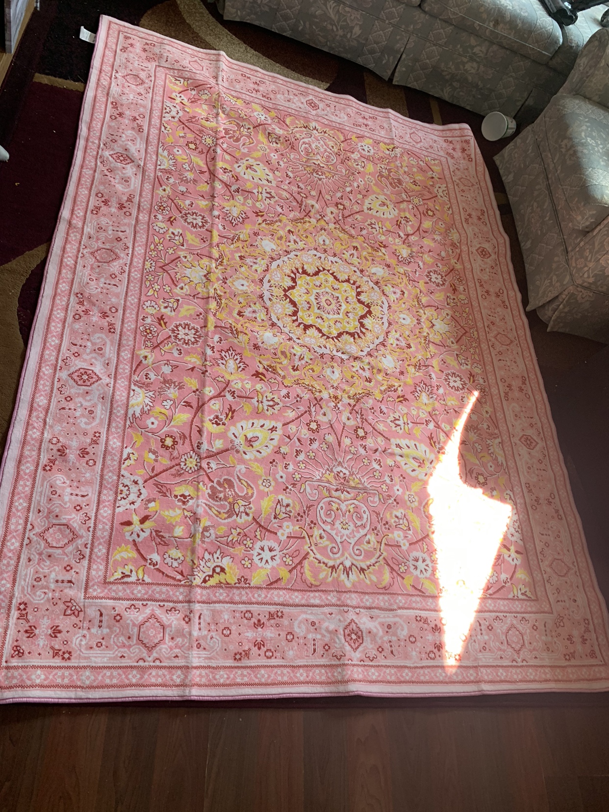 Washable Rugs 5x7 Oriental Floral Soft Indoor hot pink Carpet