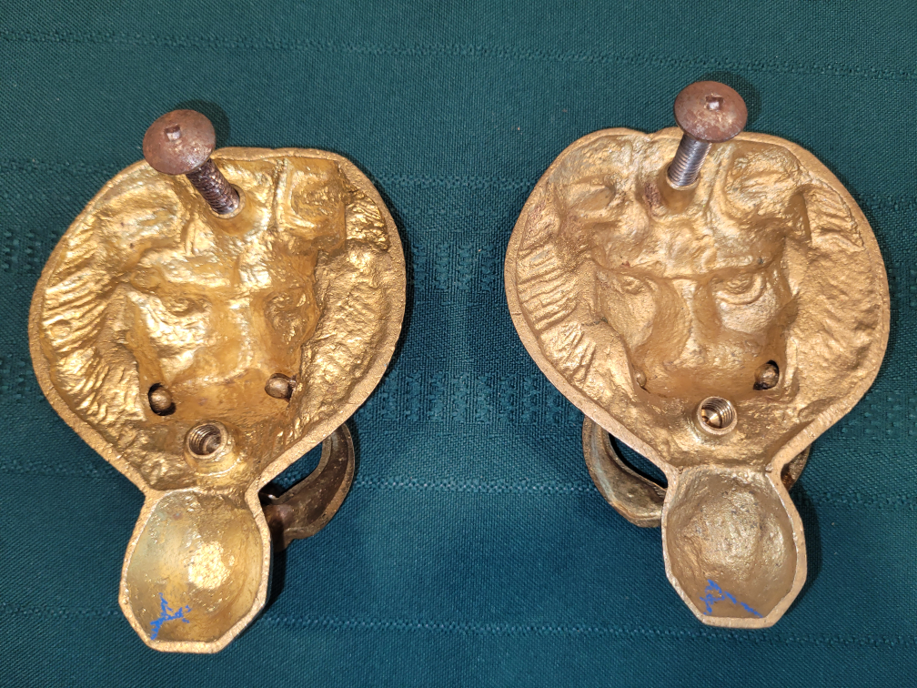 Brass Lion Head Door Knockers - photo 2