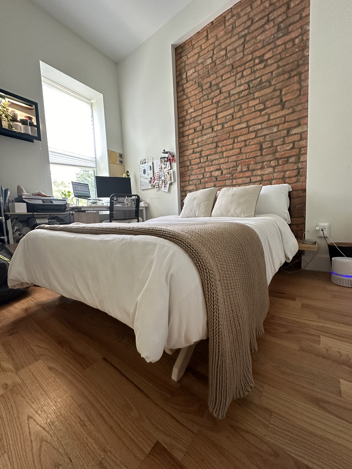 FULL-Size Solid Wood Bed Frame +2 Side Shelves