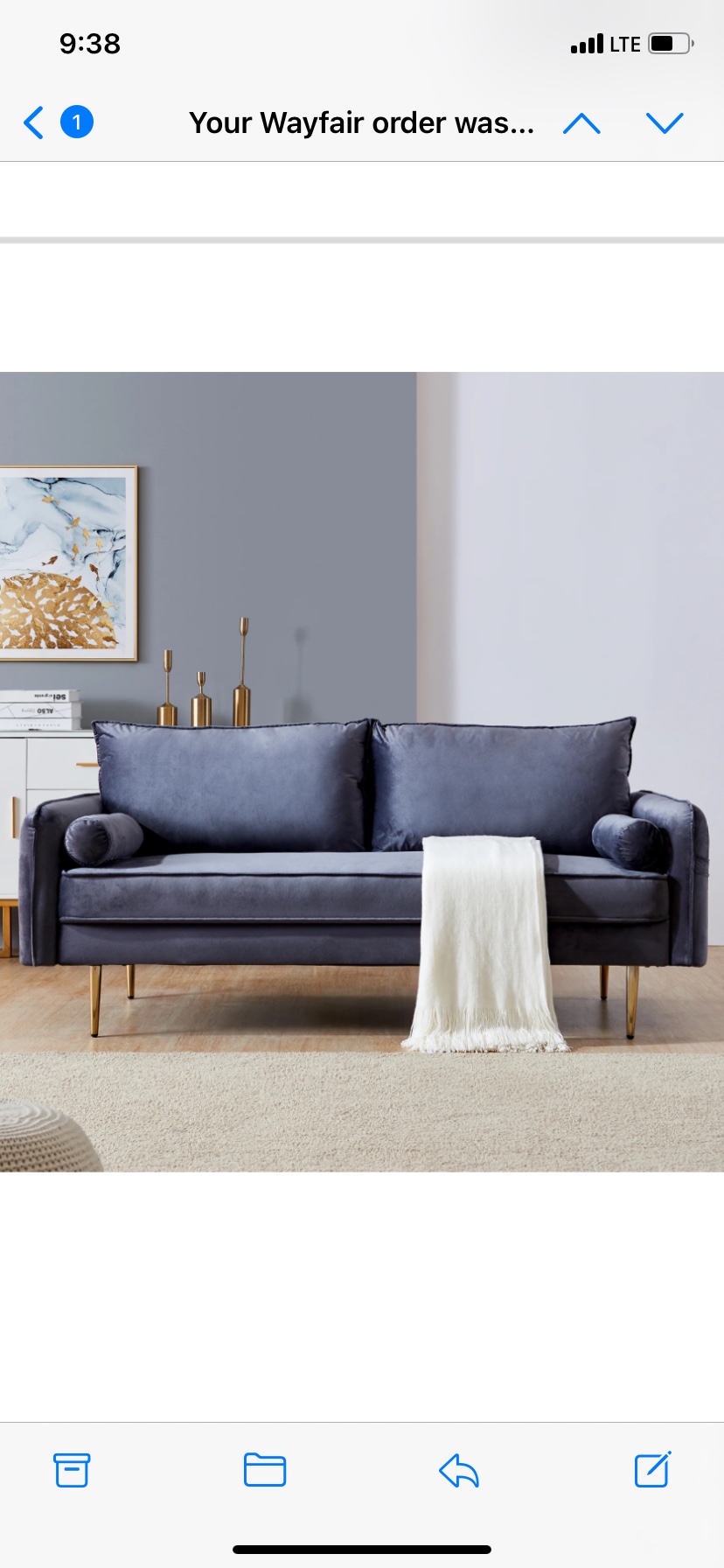 70” velvet couch