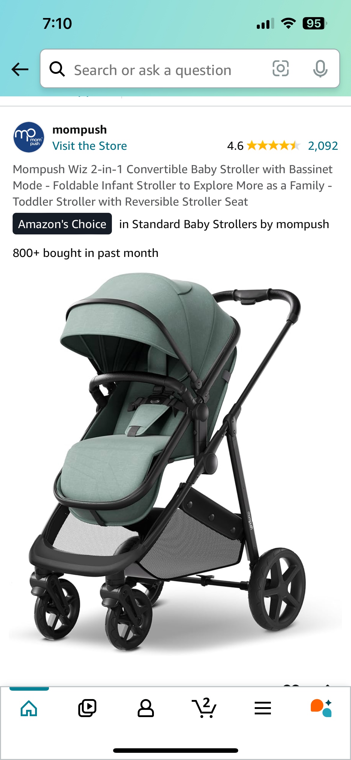 Mompush Wiz 2-in-1 Baby Stroller