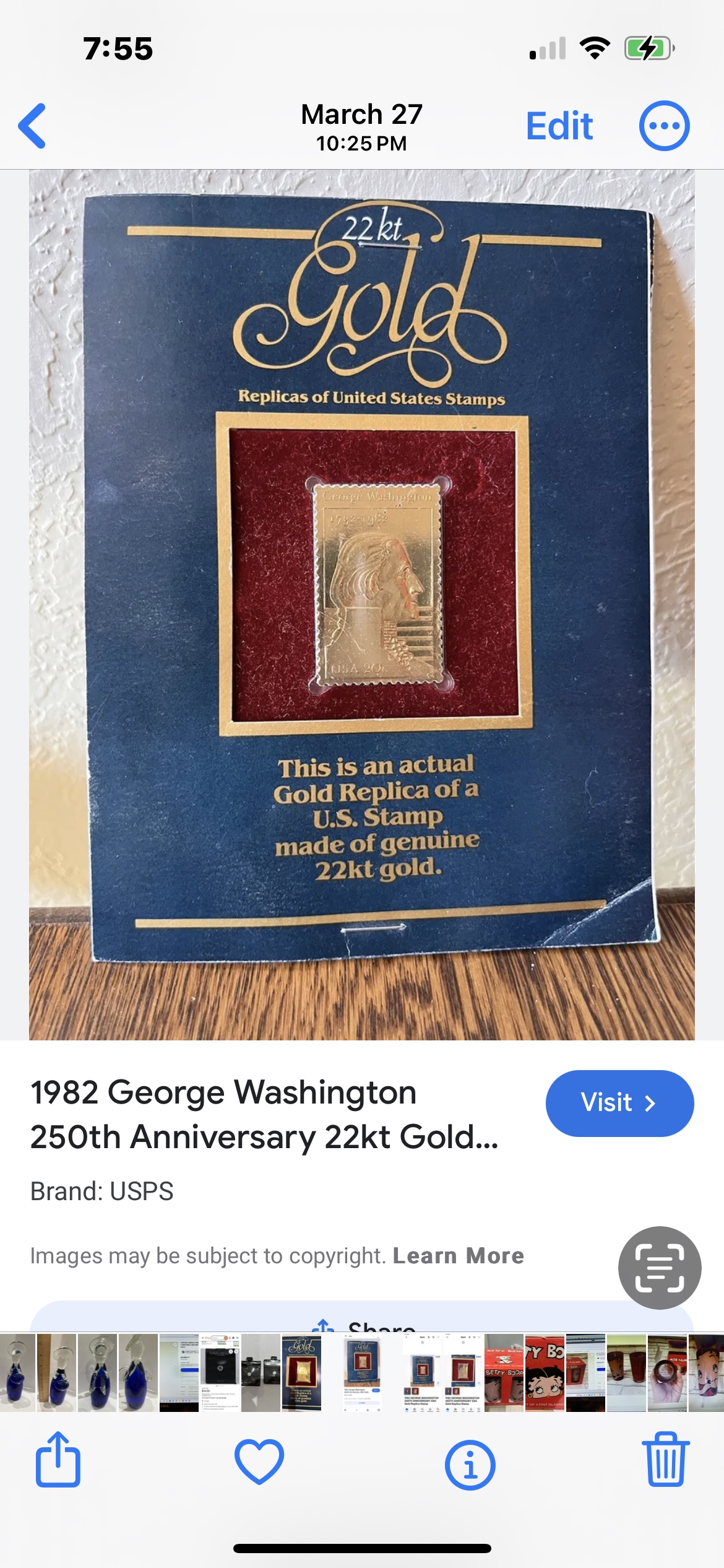 22K Gold 1982 Anniversary Replica Stamp image indicator(2)