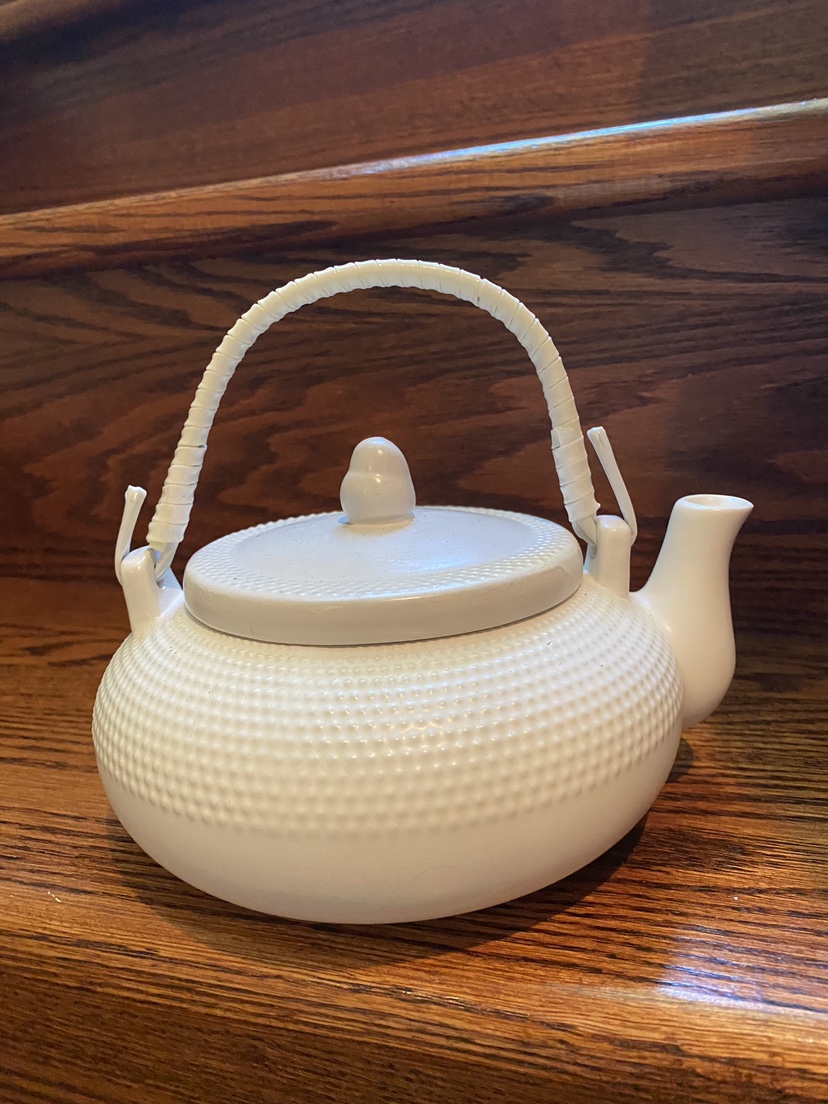 White Teapot with Woven Handle