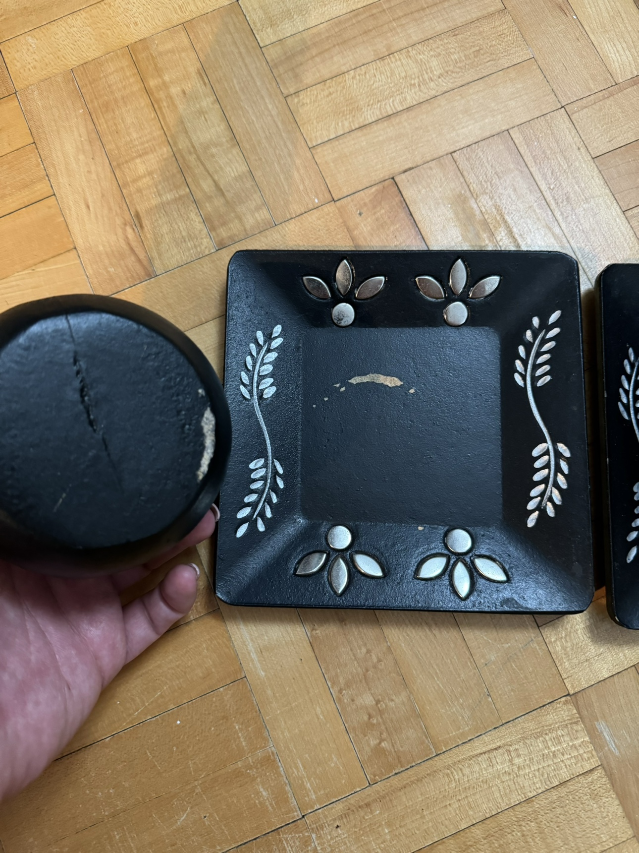 Black Candle Holders with Silver Detail Set image indicator(2)