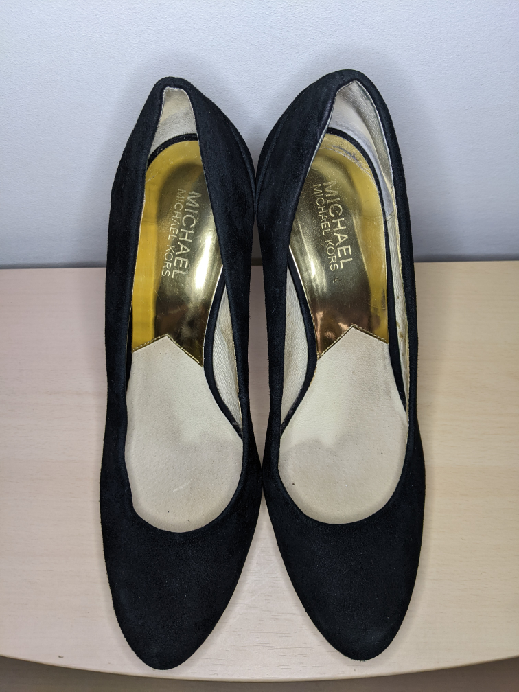 Michael Kors Sz 10 Black Suede Stiletto High Heel Pumps Shoes image indicator(3)