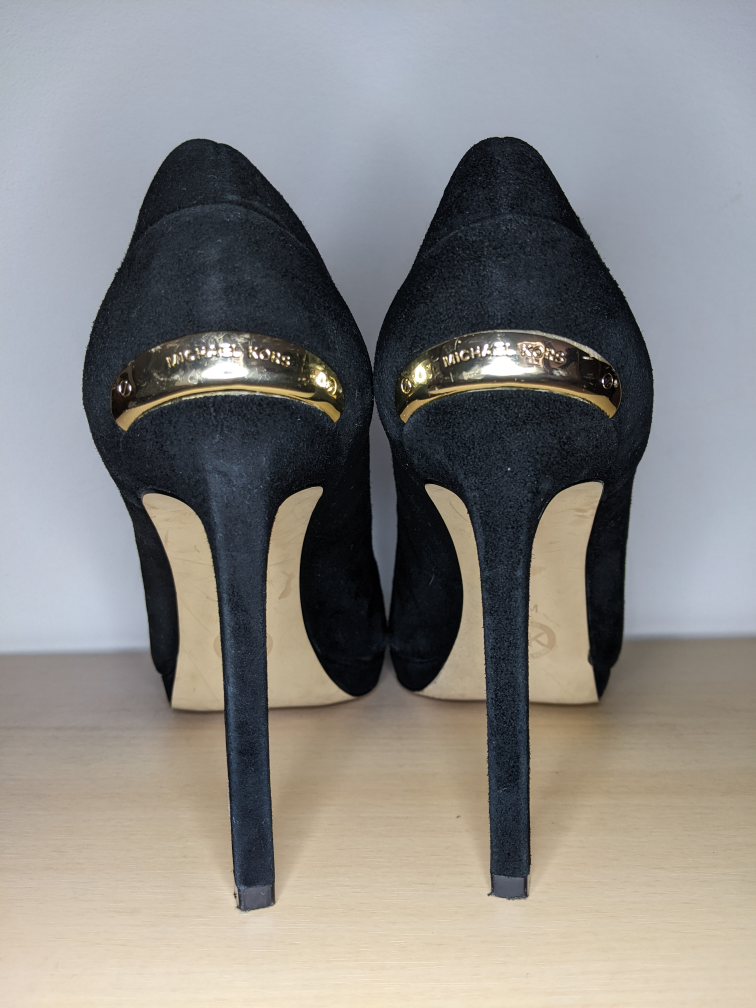Michael Kors Sz 10 Black Suede Stiletto High Heel Pumps Shoes image indicator(4)
