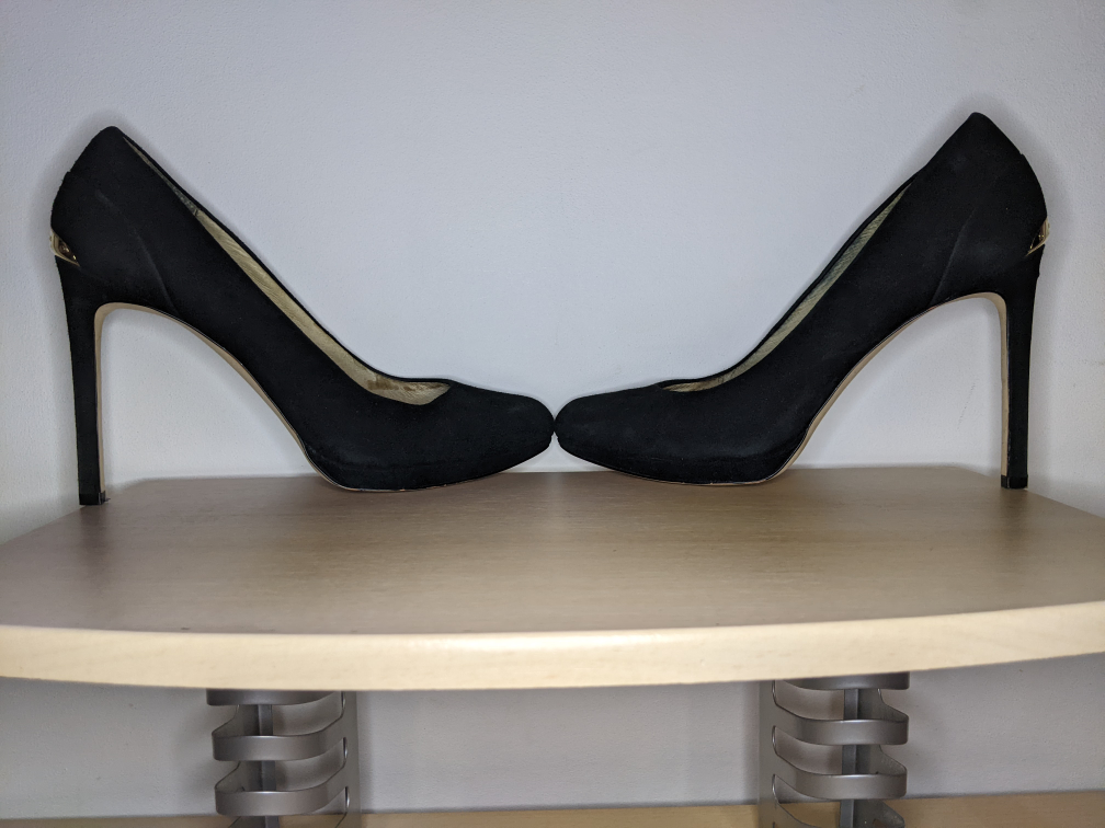 Michael Kors Sz 10 Black Suede Stiletto High Heel Pumps Shoes image indicator(7)