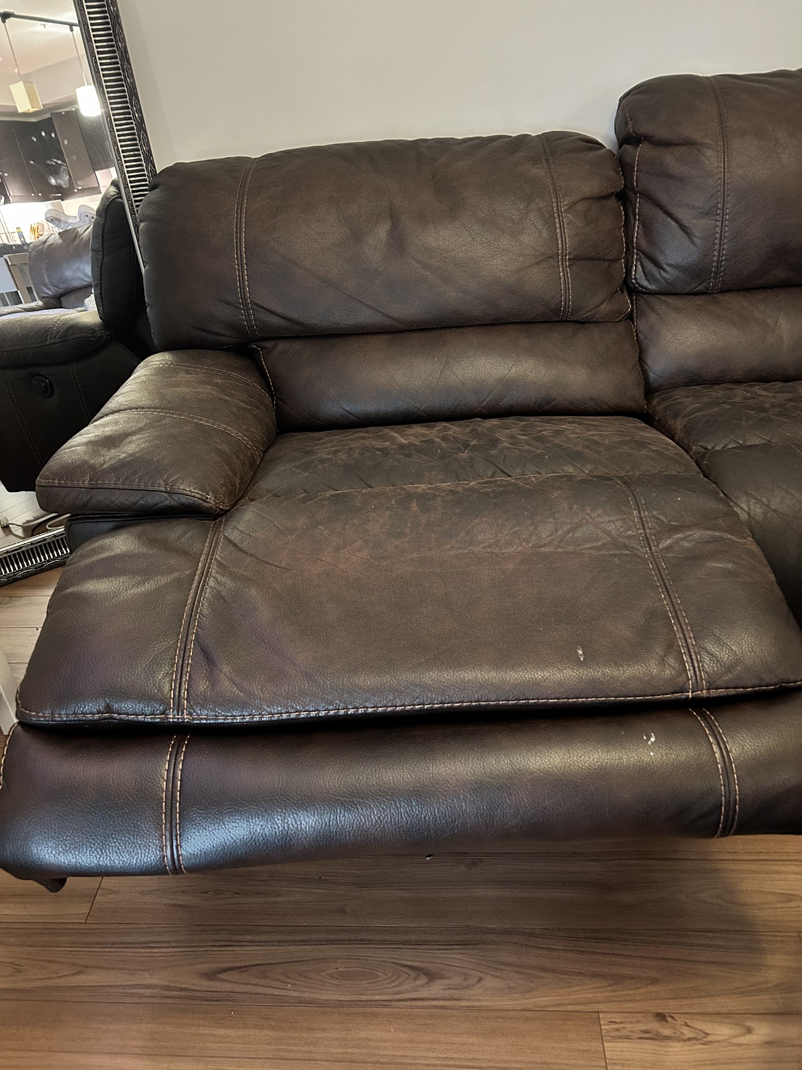 Brown Leather Sectional Sofa - photo 4