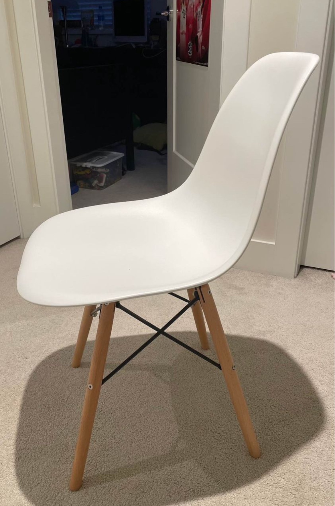 White Plastic and Wood Chair