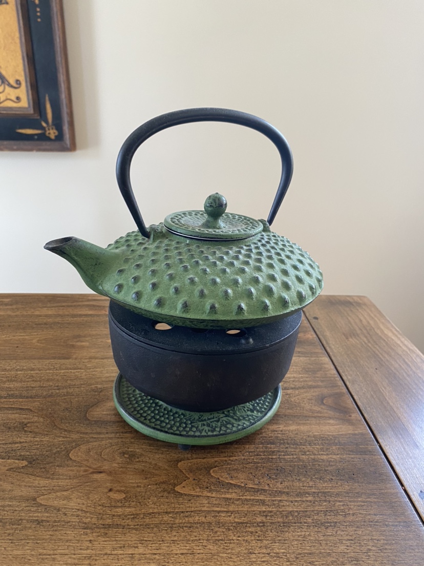 Green Cast Iron Japanese Teapot with Warmer - photo 2