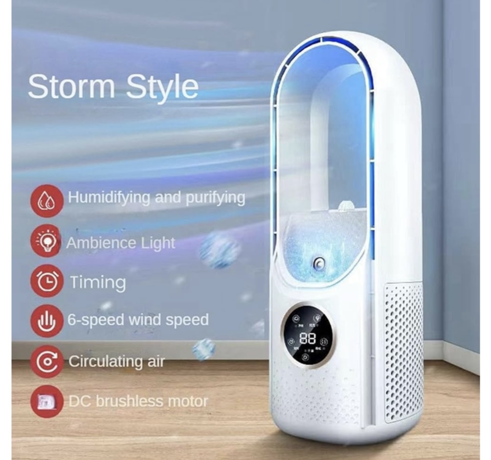Portable Mini Air Cooler bladeless fan cooling humidifier image indicator(5)
