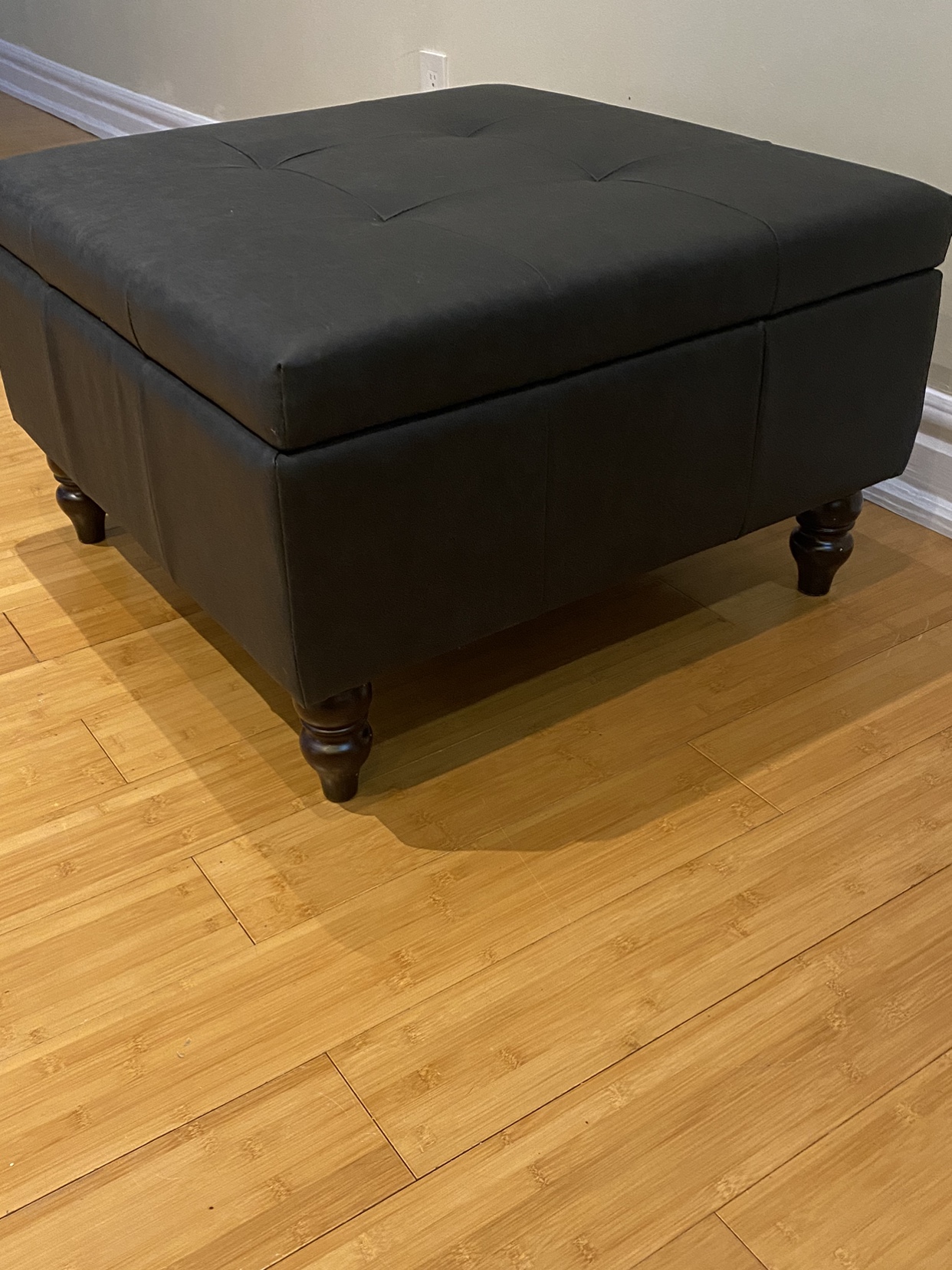 Leather Square Storage Ottoman for Living Room, Black image indicator(6)